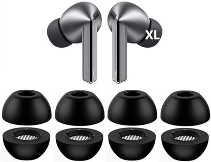 Replacement Foam Tips for Galaxy Buds3 Pro, Noise Cancelling Memory Foam Ear Tip, Fit in Case, XL Size 4 Pairs, Black XL (Buds3ProFoamXL4p) - size: Extra Large