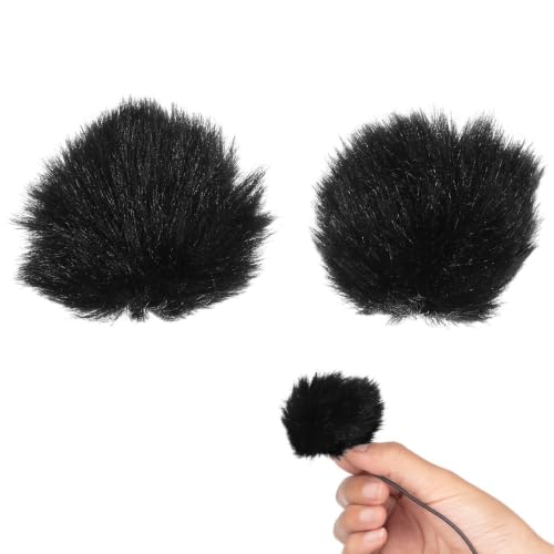 DECHOUS 2 Pcs Microphone Furry Windscreen Muff Black Fabric Mic Covers for Microphone Protection and Easy Installation, for Outdoor Interviews and Recordings
