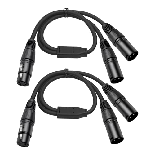 2 Pack XLR Y Splitter, 1.5FT XLR Female to Dual Male, Balanced Mic Audio Cables for Stereo Mic to L&R Audio - color: 1.5FT-2PACK, size: XLR 1 Female to 2 Male