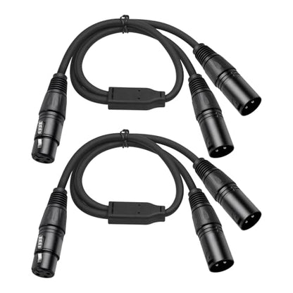 2 Pack XLR Y Splitter, 1.5FT XLR Female to Dual Male, Balanced Mic Audio Cables for Stereo Mic to L&R Audio - color: 1.5FT-2PACK, size: XLR 1 Female to 2 Male