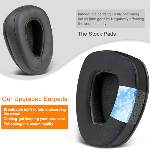 SOULWIT Cooling Earpads for BlueParrott B650/S650(650XT) Noise Cancelling Bluetooth Headset, Ear Pads Cushions with High-Density Foam - CG Black