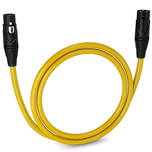 LyxPro 3 ft Balanced XLR Mic Cable, Male to Female, Yellow - color: Yellow, size: 3 Feet Straight