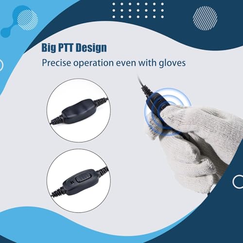 Retevis Surveillance Radio Earpiece, Coiled Cord, for H777/RT22/RT68/RT21 | Compatible with Pxton, Baofeng, Kenwood Walkie Talkie, Security, Police, Walkie Talkie Earpiece with Mic(10 Pack)
