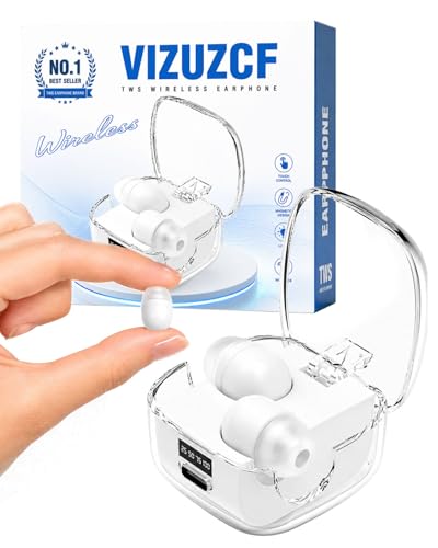 Mini Invisible Earbuds Hidden Smallest Discreet Skin Tone Sleep Wireless Bluetooth Ear Buds for Small Ears Tiny Headphones Side Isolation No Low Battery for Sleeping Working - color: White