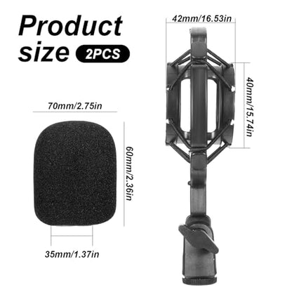 Microphone Shock Mount with Pop Filter Anti-Vibration Suspension Shockmount Holder Clip Universal Anti-Vibration Mic Holder Mic Clip Holders for 42~46mm/1.65~1.81in Diameter Studio Condenser Mics