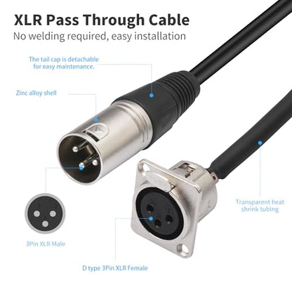 XLR Patch Cable XLR Male to Female Panel Mount Patchbay Cable for Floor Box, Stage Box 2ft 1pc - style: 1PC XLR Female Panel Mount to XLR Male