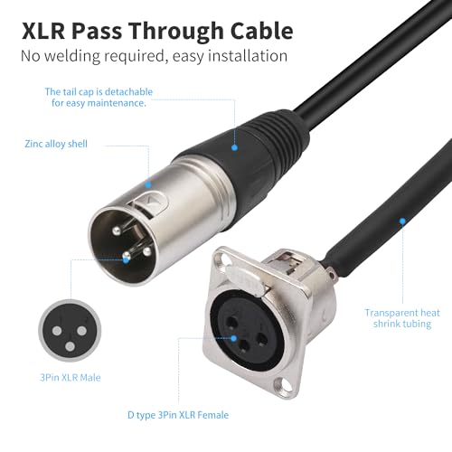 XLR Patch Cable XLR Male to Female Panel Mount Patchbay Cable for Floor Box, Stage Box 2ft 1pc - style: 1PC XLR Female Panel Mount to XLR Male