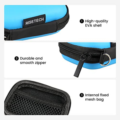 Earphone case, RISETECH Earbud Carrying Case Holder Hard EVA Headphone Small Zipper Pouch Compatible with Beats Fit Pro, TOZO A1, Bose Soundsport, EarPods, AirPods, Sony Wired Earbuds with Clip -Blue - color: Blue