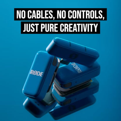 RØDE Wireless Micro - Compact Wireless Microphone, Two Mics with Charge Case for Smartphone Content Creation - USB-C, Blue | Two Mics with Charge Case for Smartphone Content Creation, USB-C, Blue - color: USB-C Blue