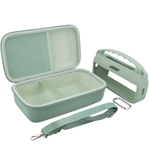 co2CREA Hard and Silicone Case for Bose SoundLink Flex 2/1, Alpine Sage | 2nd Gen Compatibility, Dual-Layer Protection, EVA Hard Shell, Silicone Cover, Adjustable Shoulder Strap, Aluminum Carabiner - color: Alpine Sage Case