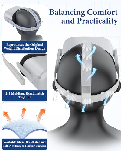 Face Cushion Interface Pad &Head Strap for Meta/0culus Quest 2 Vr Headset | Soft, Skin-Friendly PU Leather Padding. Breathable, Light-Blocking Nose Pads. Easy to Clean & Comfortable to Wear
