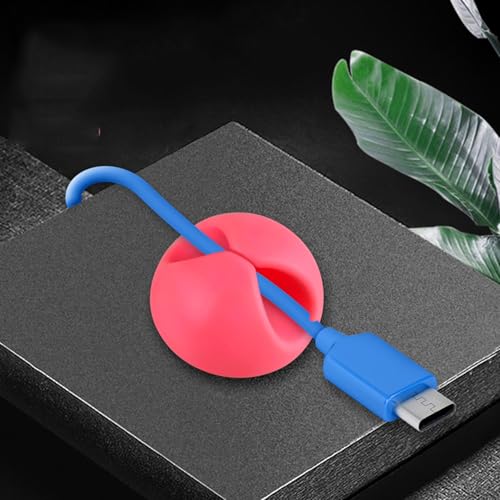 6PCS Cable Organizer Holder Plastic Cord Management Clips for Data Cables and Headphone Cords, Adhesive Backing - color: 6pcs-red
