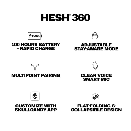 Skullcandy Hesh 360 Wireless Over-Ear Bluetooth Headphones - True Black - color: 트루 블랙