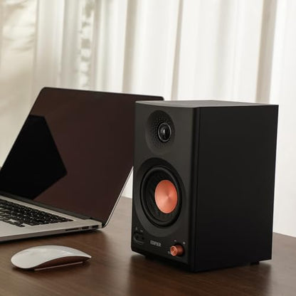 Edifier MR3 Powered Studio Monitor Speakers, Hi-Res Audio Certified Bluetooth V5.4 Active Bookshelf Loudspeakers, 2.0 Computer Speaker with Headphone Output RCA AUX Balanced TRS Input - Black (Pair) - color: Black