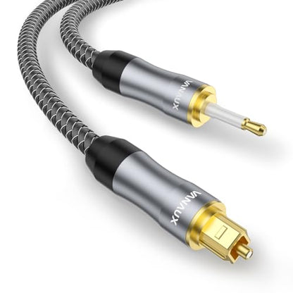 VANAUX Toslink to Mini Toslink Digital Optical Cable,S/PDIF Fiber Optic Audio Cable,24K Gold Plated for TV,Soundbars,Stereo Systems【Not A 3.5mm Auxiliary Plug】(5ft/1.5m) - size: 5 ft