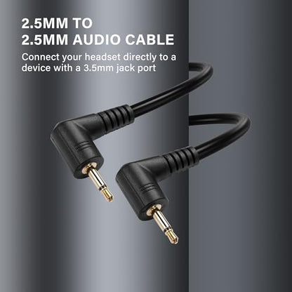 Right Angle 2.5mm Audio Cable，90 Degree 2.5mm Male to 90 Degree Male TS Mono Headset Headphone Audio Cable（0.3M）
