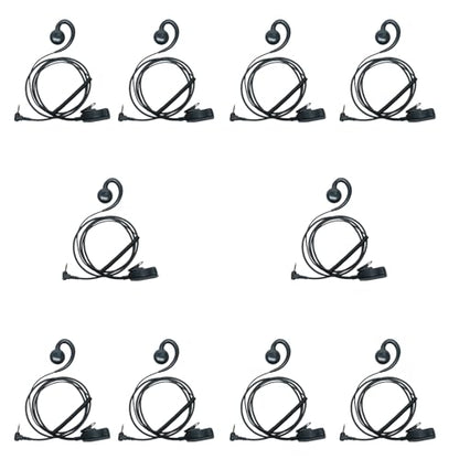 2.5mm 1-Pin walkie talkies Earpiece Headse with PTT Mic Compatible with T600/T260/T200 Talkabout Two-Way Radios (C-Shape, 10pack)