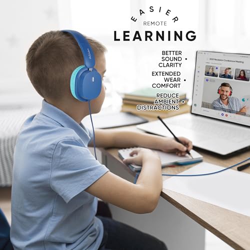 Kids Headphones Bulk 5 Pack for School, HD Mic Stereo Sound Over-Ear Headphones for Classroom, Comfortable Fit, Foldable, 3.5mm Jack Wired Headphones for Kids ipad Tablets Computer Travel | Stereo sound, Comfortable over-ear fit, 3.5 mm jack, Ideal for cl