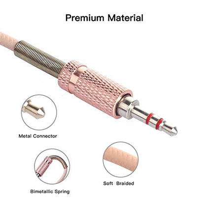 ENUODA 3.5mm Nylon Braided Aux Cable, Audio Auxiliary Input Adapter Male to Male Compatible with Headphones, Smartphones, Home/Car Audio Systems, Speakers,Echo & More,3FT,Pink - color: pink, size: ['3FT']
