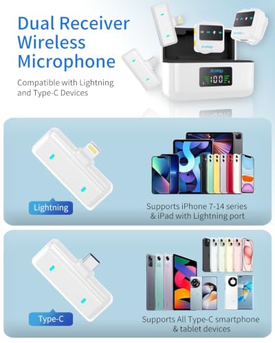 Wireless Lavalier Microphone for iPhone Android, mini Phone mic