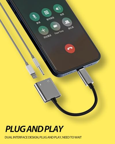 for Iphone Aux Adapter for 14 13 Pro Max Lightning to 3.5mm Headphone Jack for Apple(2in1)Audio Charger Splitter Connection Charging Connector Accessories Headset Stereo Earbuds Lighting Plug for iPad