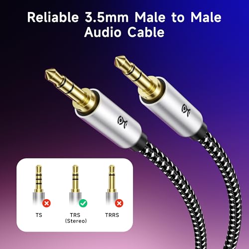 Cable Matters 2-Pack 3.5mm Audio Cable, Aux Cord, 3ft | 0.9m, Male to Male, Headphone Cord, Black - size: 3 ft