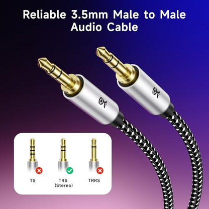 Cable Matters 2-Pack 3.5mm Audio Cable, Aux Cord, 3ft | 0.9m, Male to Male, Headphone Cord, Black - size: 3 ft