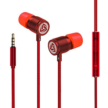 LUDOS Ultra Wired Earbuds in-Ear Headphones, 5 Years Warranty, Earphones with Microphone, Noise Isolating Ear Buds, Memory Foam for iPhone, Samsung, School Students, Kids, Women, Small Ears - Red - color: Red, style: 3.5 mm