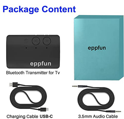 Bluetooth 5.2 Transmitter Receiver, Noise Cancelling 3.5mm AUX Bluetooth Car Adapter, Aptx Adaptive/HD Audio, Wireless HiFi Audio Receiver for Home Stereo/Headphones/TV/Car/Airplane