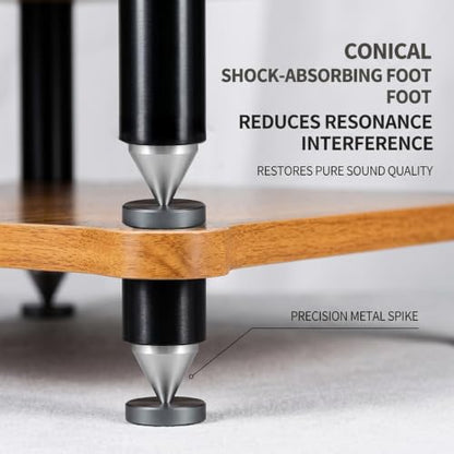 Audio Rack Shock Absorbing Foot Metal Bracket, Solid Wood Board Open Audio Equipment Stand, for Living Room Recording Studio Gaming Room Home Theater | 28*60cm/11*23.6in - size: 28*60cm/11*23.6in