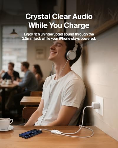 Belkin RockStar 3.5mm Audio + Charge Adapter, 4in, White | Headphone jack plus Lightning charging pass-through, MFi certified, compatible with iPhone, compact travel adapter - color: White, size: Lightning, style: 3.5MM AUX Audio + LGT Charge