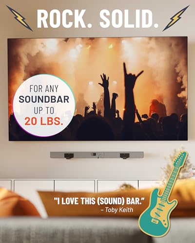 ECHOGEAR Soundbar Wall Mount for Speakers up to 20lbs, 3” Depth Adjustment | Universal soundbar mount installs to drywall or wood studs w/ all hardware included, bottom & rear mounted speaker compatible