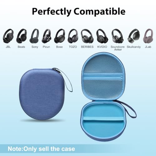 Headphone Headset Case Compatible with JBL Tune 510BT 720BT 520BT 770NC/Sony WH-CH520/Soundcore by Anker Life Q20 Q20i Q30/BERIBES/KVIDIO Wireless On-Ear Headphones, Blue - color: Blue