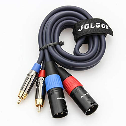JOLGOO RCA to XLR HiFi 오디오 케이블 - 2 RCA to 2 XLR, 10.5m(3.3피트), 앰프, 믹서, 마이크용 4N OFC 와이어 - size: 3.3 Feet, style: 듀얼 RCA 수 - 듀얼 XLR 수