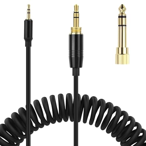 QC45 Coiled Audio Cable,Replacement Audio Cable Cord Compatible with Bose QC45/QC35/QC35 II/NC700 Headphones,2.5mm to 3.5mm(1/8") Extension Wire with 6.35mm(1/4") 6-16ft (Black) - color: Black