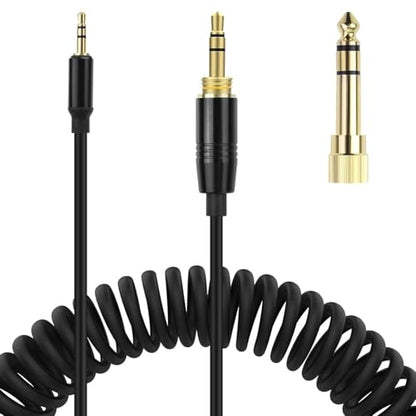 QC45 Coiled Audio Cable,Replacement Audio Cable Cord Compatible with Bose QC45/QC35/QC35 II/NC700 Headphones,2.5mm to 3.5mm(1/8") Extension Wire with 6.35mm(1/4") 6-16ft (Black) - color: Black