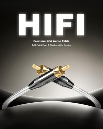 RCA to RCA Cable 6ft/1.8m, Hi-Fi and Audiophile Digital Coaxial RCA to RCA Audio Cable/Premium Copper Core/Transparent PVA/Braided Shielded/Gold-Plated for Home Theater/Amplifier/Soundbar 2PCS