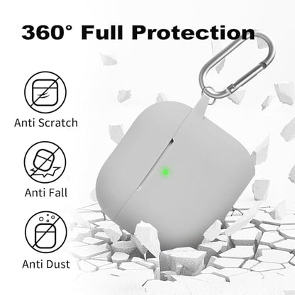 for Airpods 4th Case Cover, Come with Cleaner Kit,Soft Skin Silicone Case Cover with Keychain, Full Protective Case for Men and Women, Compatible with AirPods 4th Generation Case,Grey - color: B9-Grey