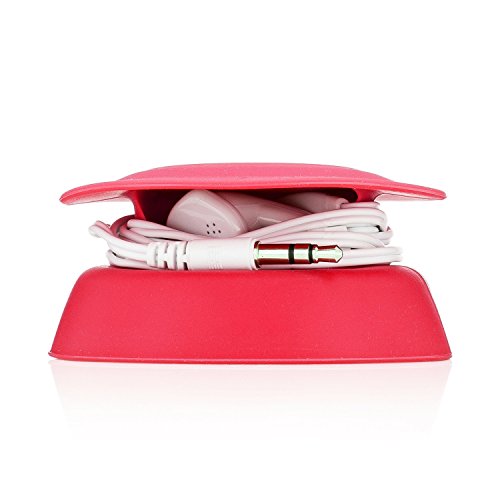 Budley - Tangle-Free Earphone/Earbud Case, Compact Storage System, Silicone (Red, Set of 1) - color: Red