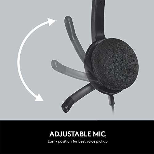 Logitech H340 Wired Stereo Headset for Windows and Mac, USB-A, Black