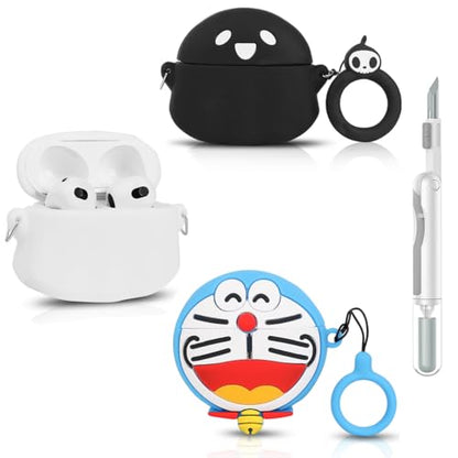 (3Pack+Cleaner Pen) Suublg Case for AirPods 3rd Generation Earbuds with Cleaning Pen Kits, Silicone Cover Protective Shockproof with Cartoon Styles of Design for AirPods 3 (AM+GH+GH) - color: AM+GH+GH