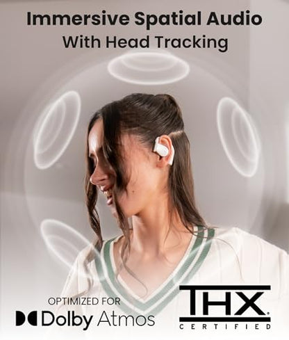 Cleer ARC 4 Plus Open Ear Earbuds with Dolby Audio,White | True wireless Bluetooth with head tracking, IPX7 waterproof earhook,34H playtime, custom EQ,for sports, running & workout - color: White