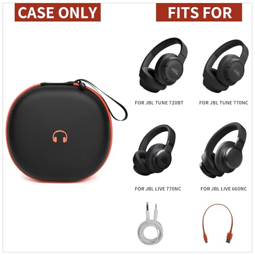 Comecase Headphone Case for JBL Tune 770NC，for JBL Live, 770NC, 660NC, 650B | Adjustable Divider, Cable Space and Carry Handle for Commuting, Gym and Travel, Students and Music Lovers, Case Only - Black - color: Black