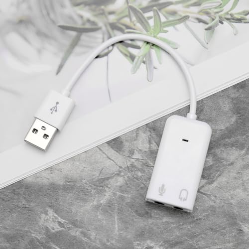 2pcs USB Sound Card Adapter 7.1 Channel External Audio Adapter Stereo Sound Card Converter 3.5mm AUX Microphone Jack Compatible with Raspberry Pi