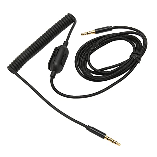 Replacement Headphone Cable Coiled Aux Cord for Astro A30 6.6ft Adjustable Volume Replacement Sound Spring Cable 3.5mm Plugs Upgrade Headphone Audio Cable Gold