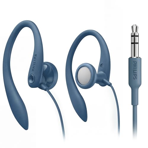 Philips SHS3200BL Flexible Earhook Headphones, Blue - color: Blue, style: 3.5MM NO-MIC