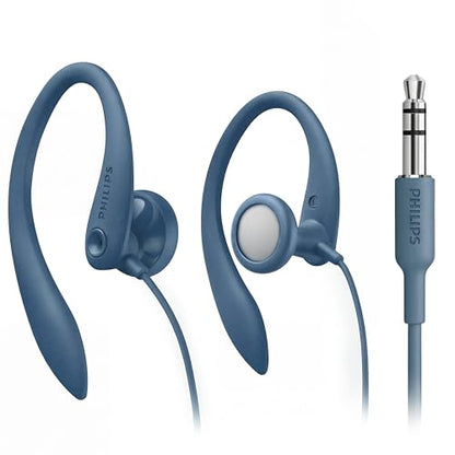 Philips SHS3200BL Flexible Earhook Headphones, Blue - color: Blue, style: 3.5MM NO-MIC