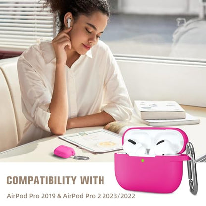 Hamile Compatible with AirPods Pro Case Protective Silicone Airpod Case Shockproof Cover Skin for Apple Airpod Pro 2019 Charging Case, Rose - color: 2-Rose Pink