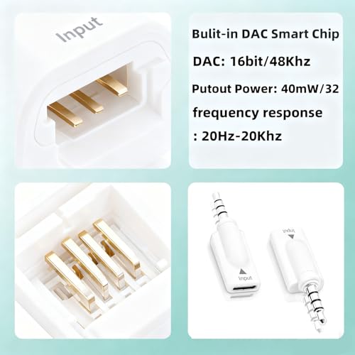 Poyiccot USB C to 3.5mm Jack Audio Adapter 1Pack, USB Type C Female to 3.5mm Male Audio Adapter, Type C to AUX Headphone Stereo HiFi DAC Jack for iPhone 15, MacBook, Car Headphone, White - style: 1 Pack Male to Female White
