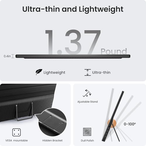 KQC Portable Monitor 15.6" 1080P FHD IPS Display, Ultra-Slim USB-C HDMI Travel Monitor with Kickstand, Zero Bezel Screen Extender for Laptop, Mac, Phone, PS, Xbox, Switch Gaming - size: 15.6 Inch 1080p